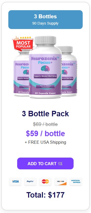 Neurozenix Focus+ 3 Bottle Price