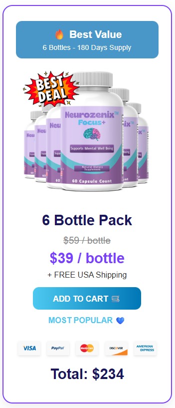 Neurozenix Focus+ 6 Bottle Price